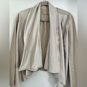 BlankNYC draped jacket faux leather and suede, tan, size M.
